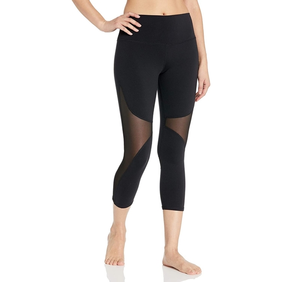 ALO Yoga Pants - Alo Coast Leggings Black Mesh Cutout Cropped Size Small